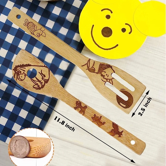 Winnie the Pooh Wooden 5 Spoons Spatulas Utensils Set Eeyore - Picture 4 of 4